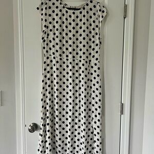 LOFT Black and White Midi Dress